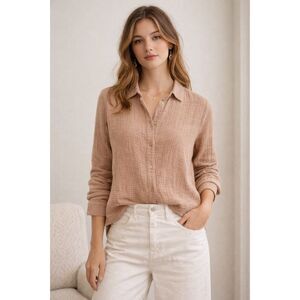 JENNI KAYNE Tan Waffle Button Up Shirt Top   Women's Size XS